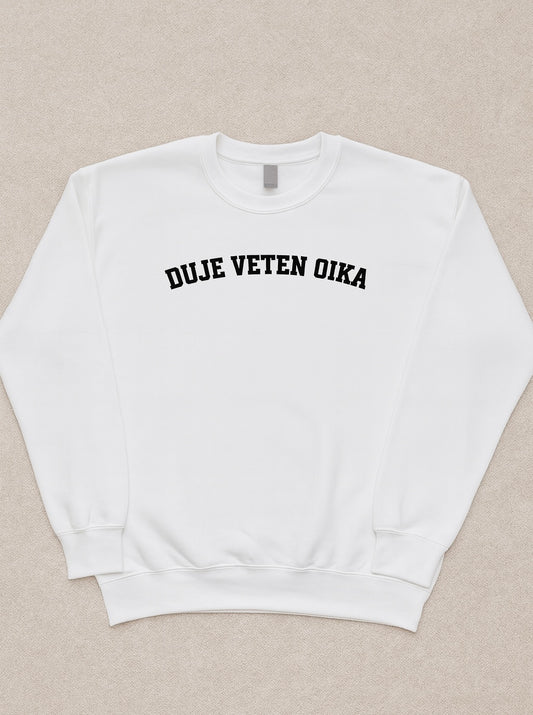 White sweat shirt Duje veten qika